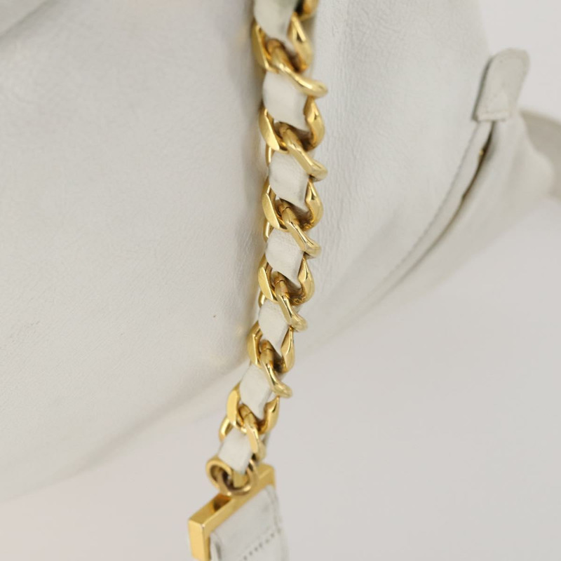 【日本直送】香奈兒白色金色雙C皮革雙肩包,正品編號gh1739-8