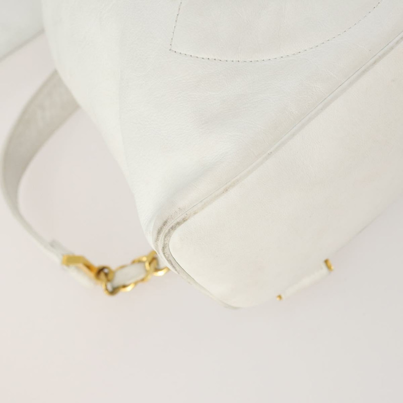 【日本直送】香奈兒白色金色雙C皮革雙肩包,正品編號gh1739-14