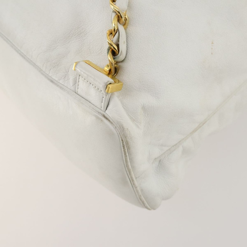 【日本直送】香奈兒白色金色雙C皮革雙肩包,正品編號gh1739-15