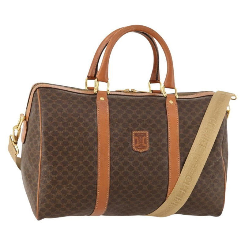 【日本直送】CELINE Macadam帆布波士頓包 PVC皮革 兩用 棕色金色 正品 LNZ024V-0