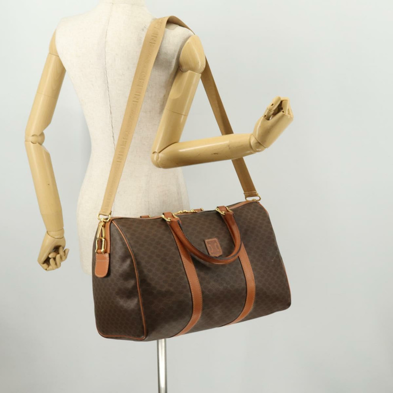 【日本直送】CELINE Macadam帆布波士頓包 PVC皮革 兩用 棕色金色 正品 LNZ024V-25