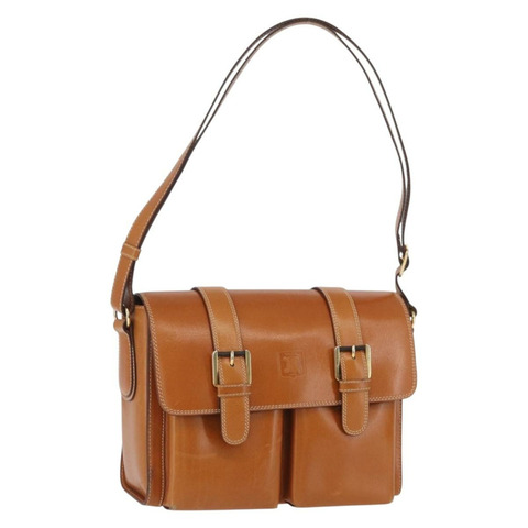 CELINE 棕色金色皮革肩背包 正品 ep13821V