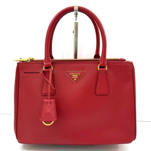 PRADA 普拉達 紅色防刮牛皮SAFFIANO 手提斜背2WAY包