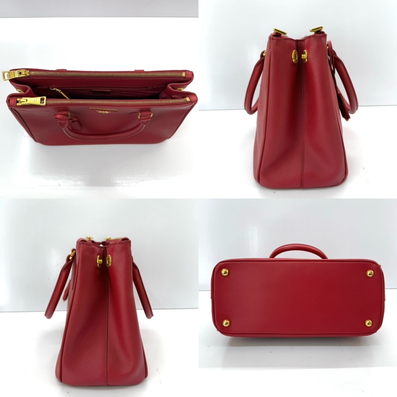 PRADA 普拉達 紅色防刮牛皮SAFFIANO 手提斜背2WAY包-3