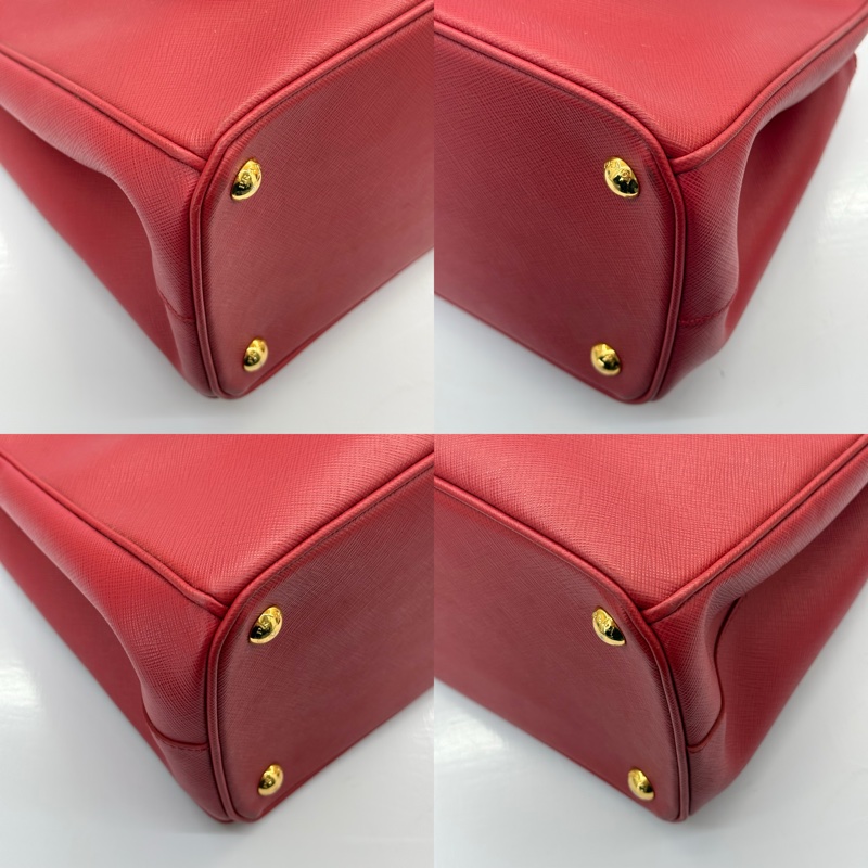 PRADA 普拉達 紅色防刮牛皮SAFFIANO 手提斜背2WAY包-4