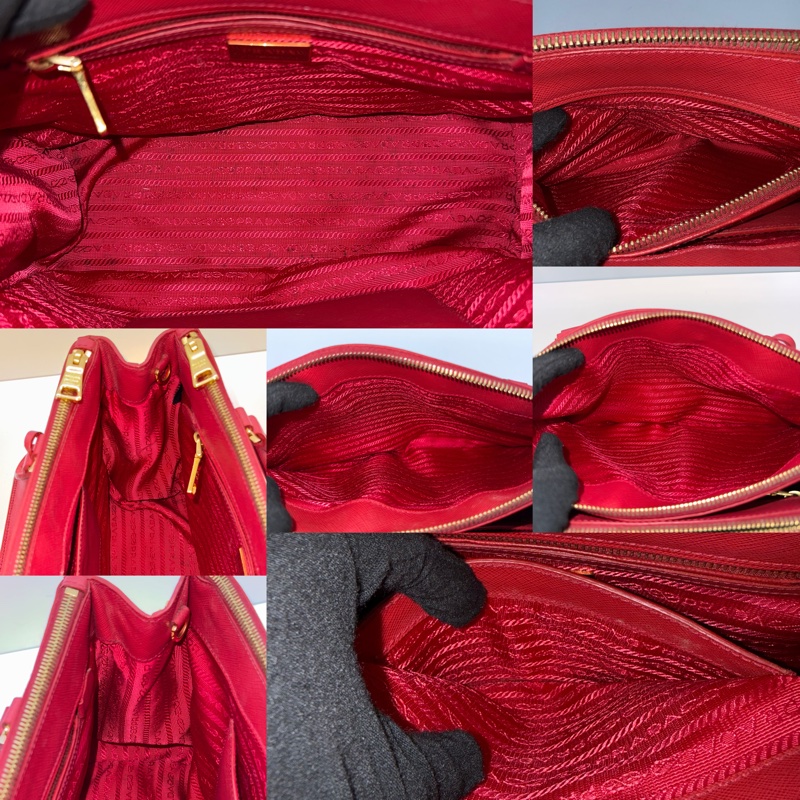 PRADA 普拉達 紅色防刮牛皮SAFFIANO 手提斜背2WAY包-6