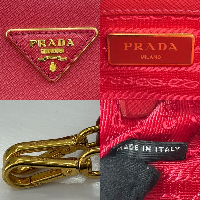 PRADA 普拉達 紅色防刮牛皮SAFFIANO 手提斜背2WAY包-7