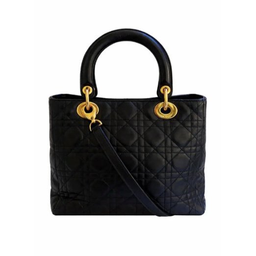 Dior 迪奧 Lady Dior 黑色 羊皮 金扣 黛妃包 戴妃包 翻蓋包 手提包 肩背包 斜挎包-2