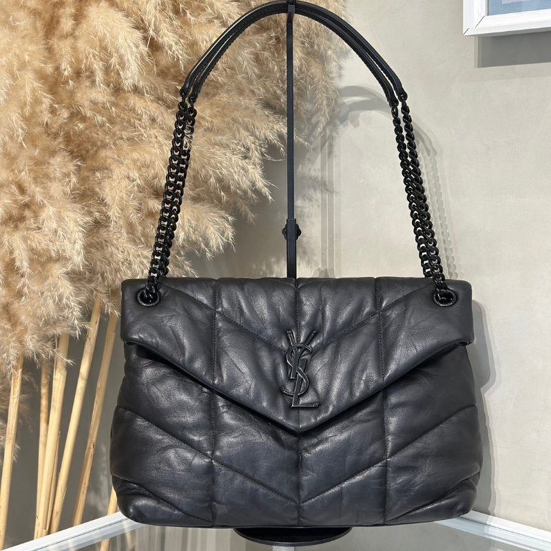 YSL Puffer小羊皮單肩包 - 中號so balck-0