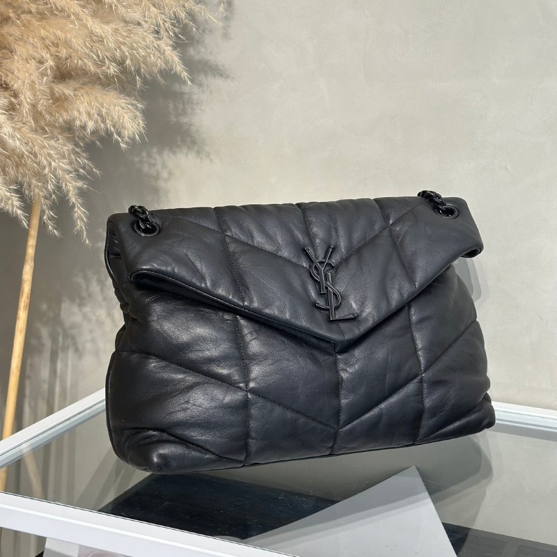 YSL Puffer小羊皮單肩包 - 中號so balck-2