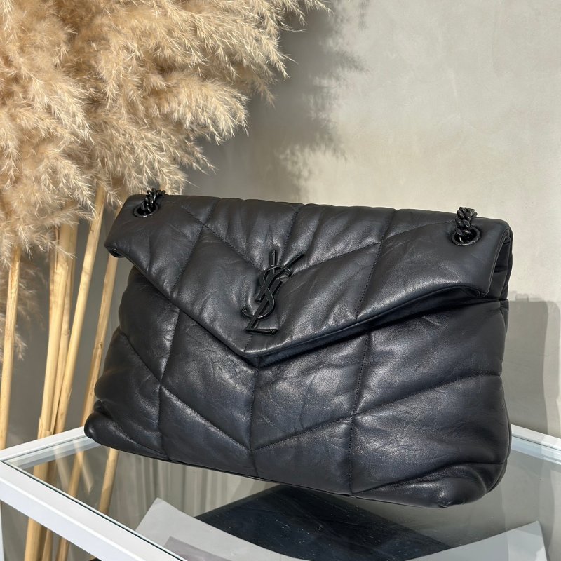 YSL Puffer小羊皮單肩包 - 中號so balck-3