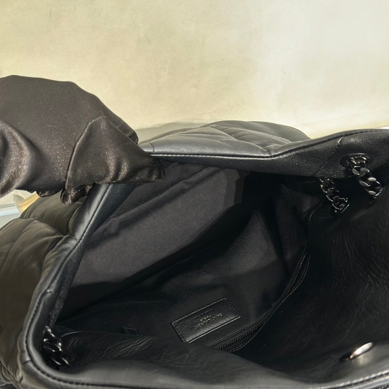 YSL Puffer小羊皮單肩包 - 中號so balck-4