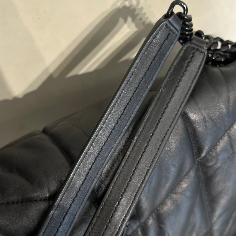 YSL Puffer小羊皮單肩包 - 中號so balck-7