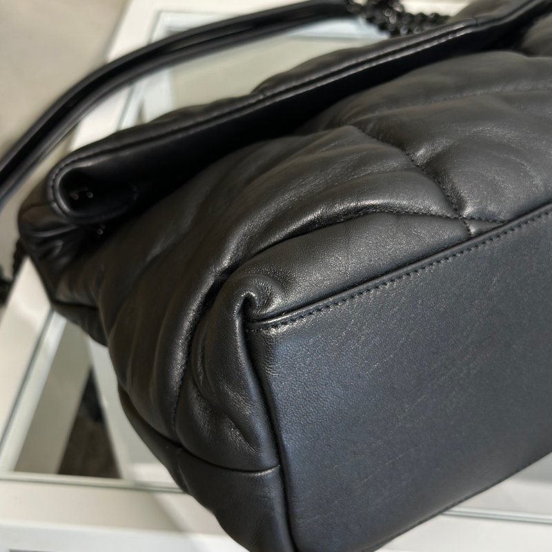 YSL Puffer小羊皮單肩包 - 中號so balck-9