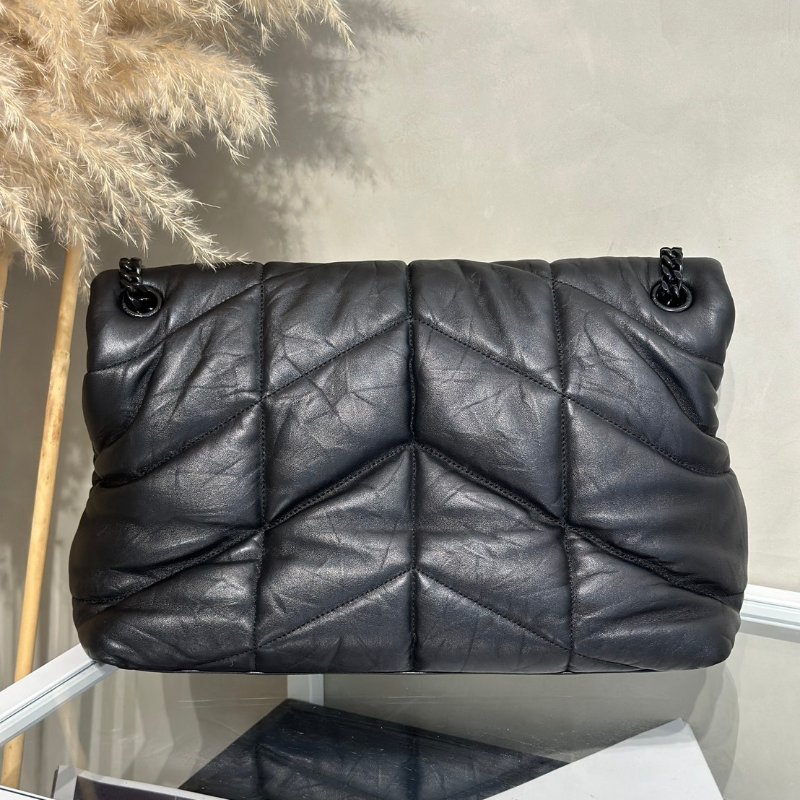 YSL Puffer小羊皮單肩包 - 中號so balck-13