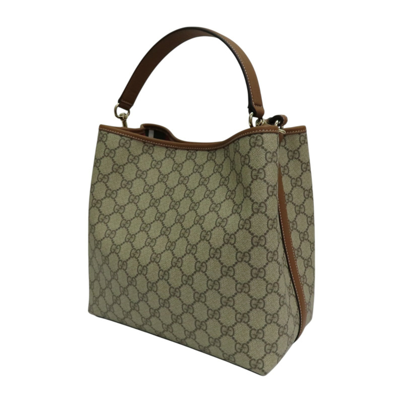 棕色 帆布 GG Emblem bucket bag 肩背包 815103【GUCCI 古馳】 815103-2