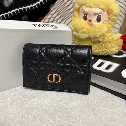 Dior Caro Glycine Wallet Black Supple Cannage Calfskin