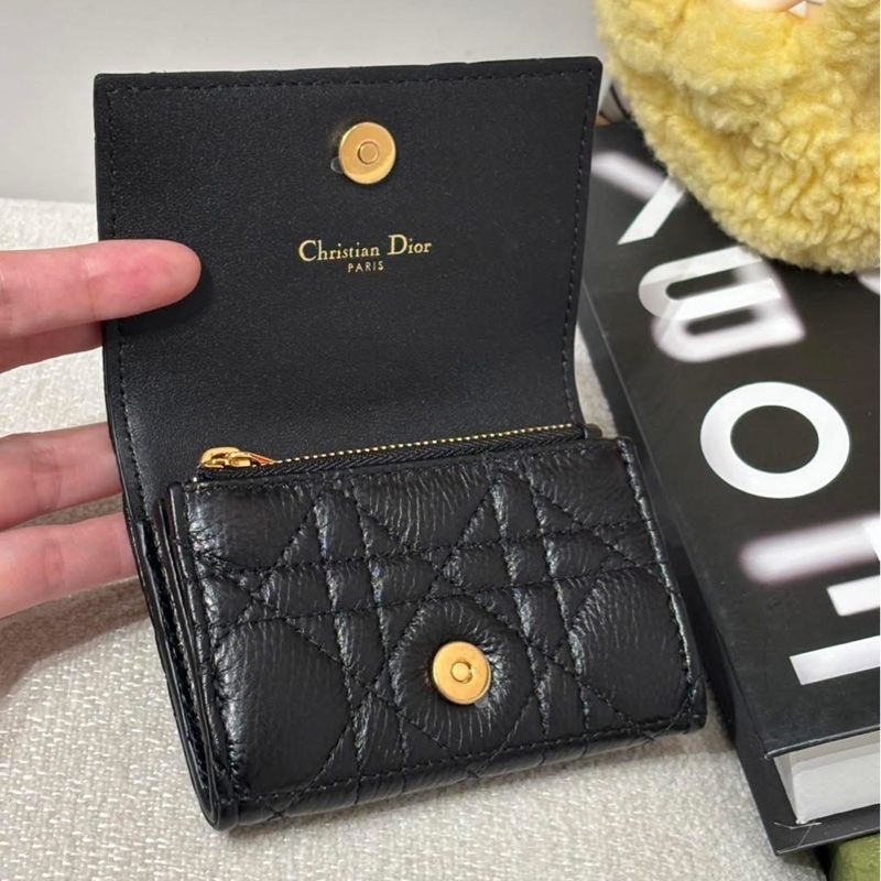 Dior Caro Glycine Wallet Black Supple Cannage Calfskin-4
