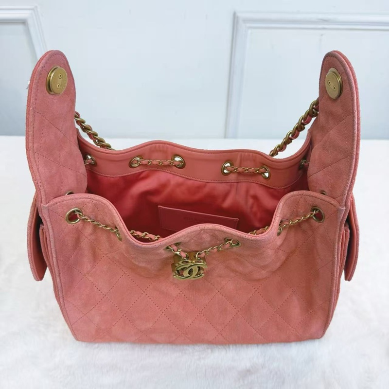 Full set全套有正單‼️Chanel 25bag小號麂皮粉色-5