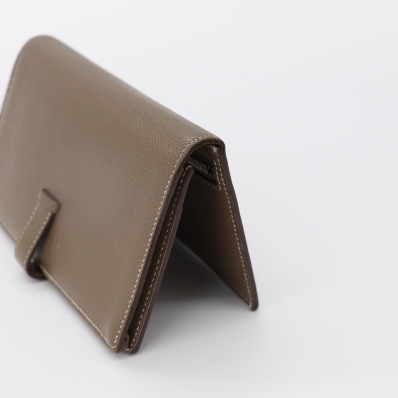 Hermès 愛馬仕 Béarn Soufflet 大象灰 Epsom 銀扣 長夾-4