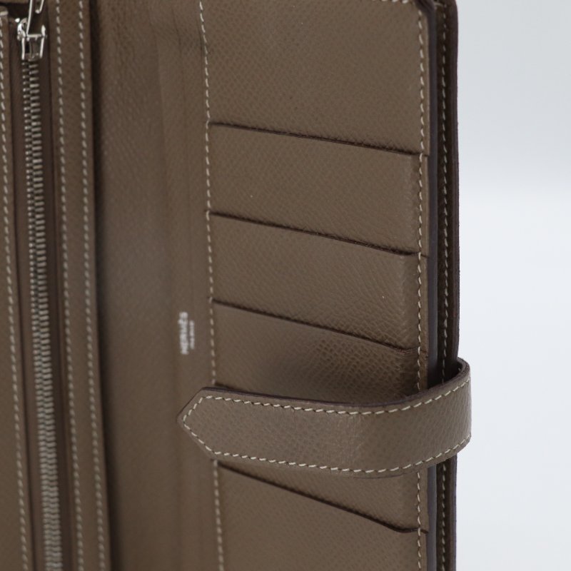 Hermès 愛馬仕 Béarn Soufflet 大象灰 Epsom 銀扣 長夾-9