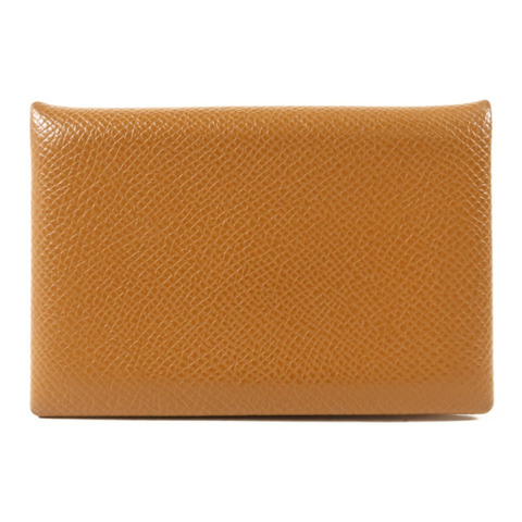 HERMES Epsom皮革Calvi銀扣卡片套