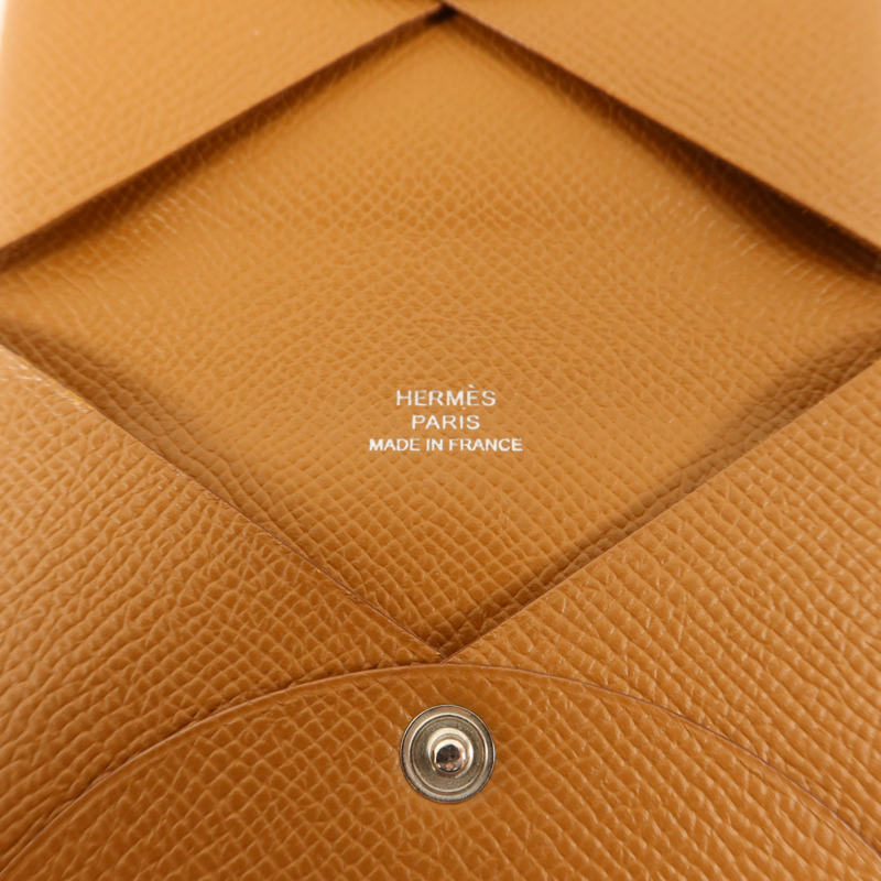 HERMES Epsom皮革Calvi銀扣卡片套-3