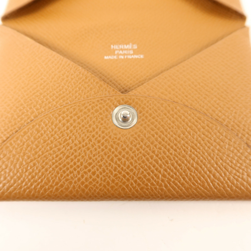 HERMES Epsom皮革Calvi銀扣卡片套-5