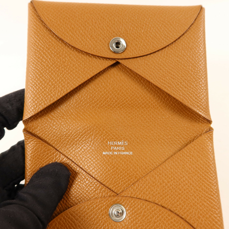 HERMES Epsom皮革Calvi銀扣卡片套-13