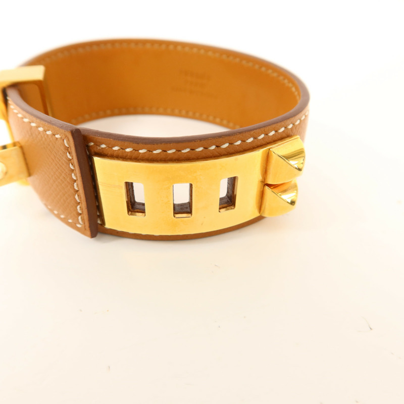 HERMES Epsom皮革CDC 24金扣手鐲Gold-5