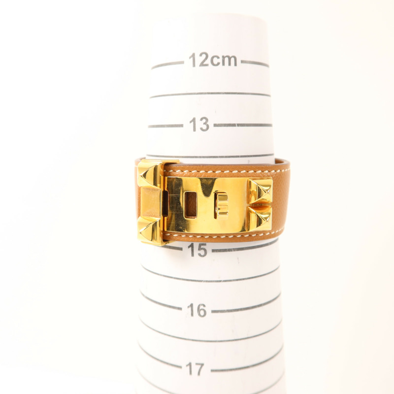 HERMES Epsom皮革CDC 24金扣手鐲Gold-11