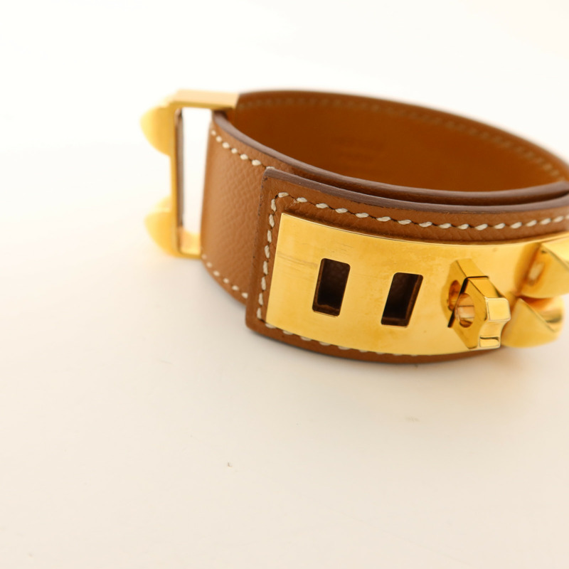 HERMES Epsom皮革CDC 24金扣手鐲Gold-13