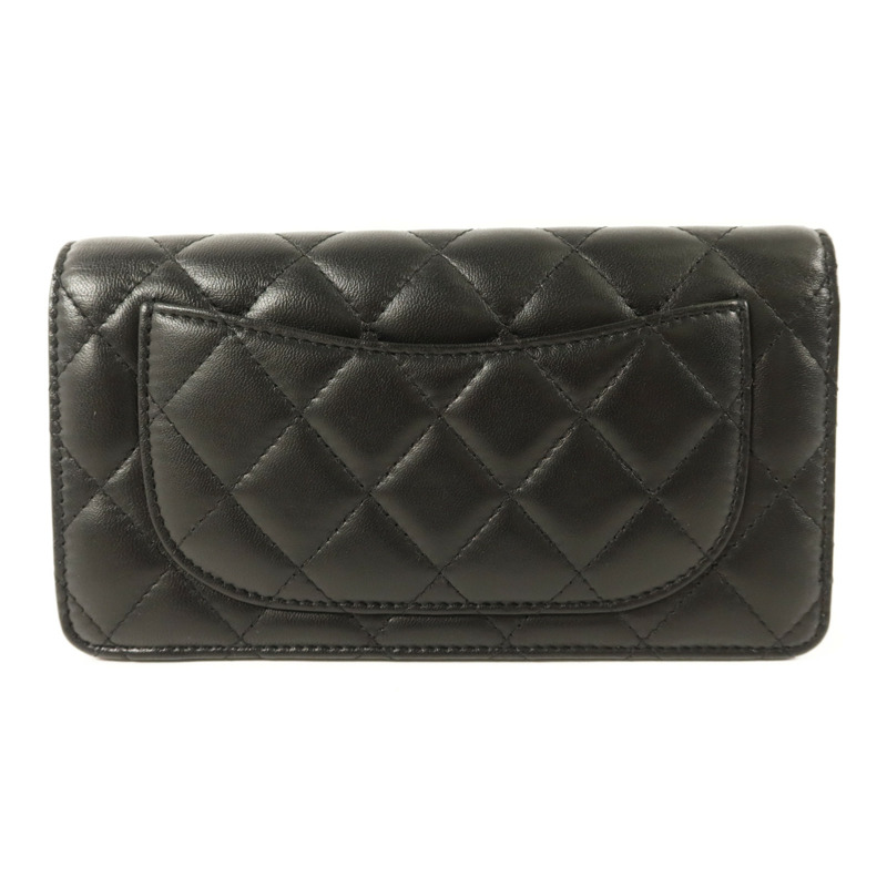 CHANEL 羊皮皮革Long Bifold Wallet金扣長錢包-1