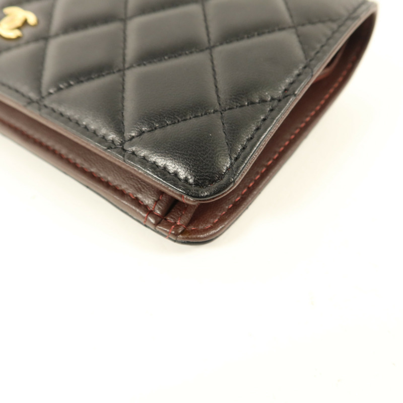 CHANEL 羊皮皮革Long Bifold Wallet金扣長錢包-11