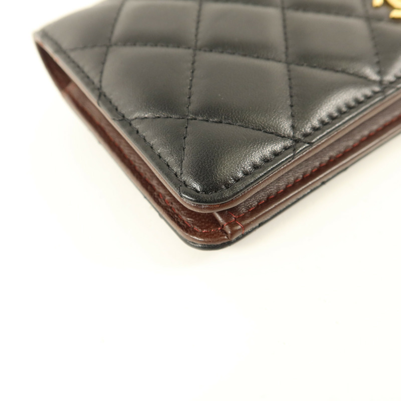 CHANEL 羊皮皮革Long Bifold Wallet金扣長錢包-12