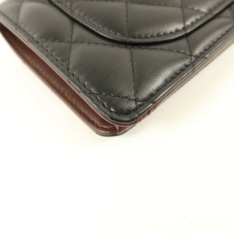 CHANEL 羊皮皮革Long Bifold Wallet金扣長錢包-14