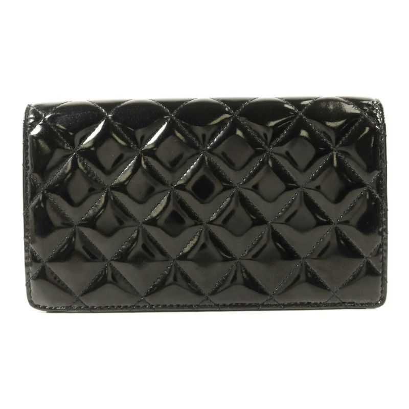 CHANEL 漆皮皮革Long Bifold Wallet銀扣長錢包-1
