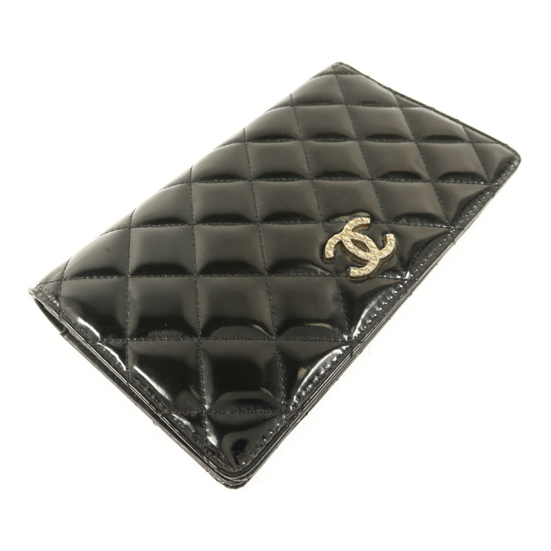 CHANEL 漆皮皮革Long Bifold Wallet銀扣長錢包-2