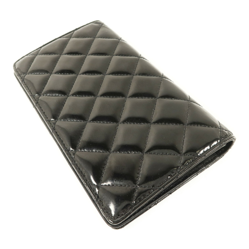 CHANEL 漆皮皮革Long Bifold Wallet銀扣長錢包-3