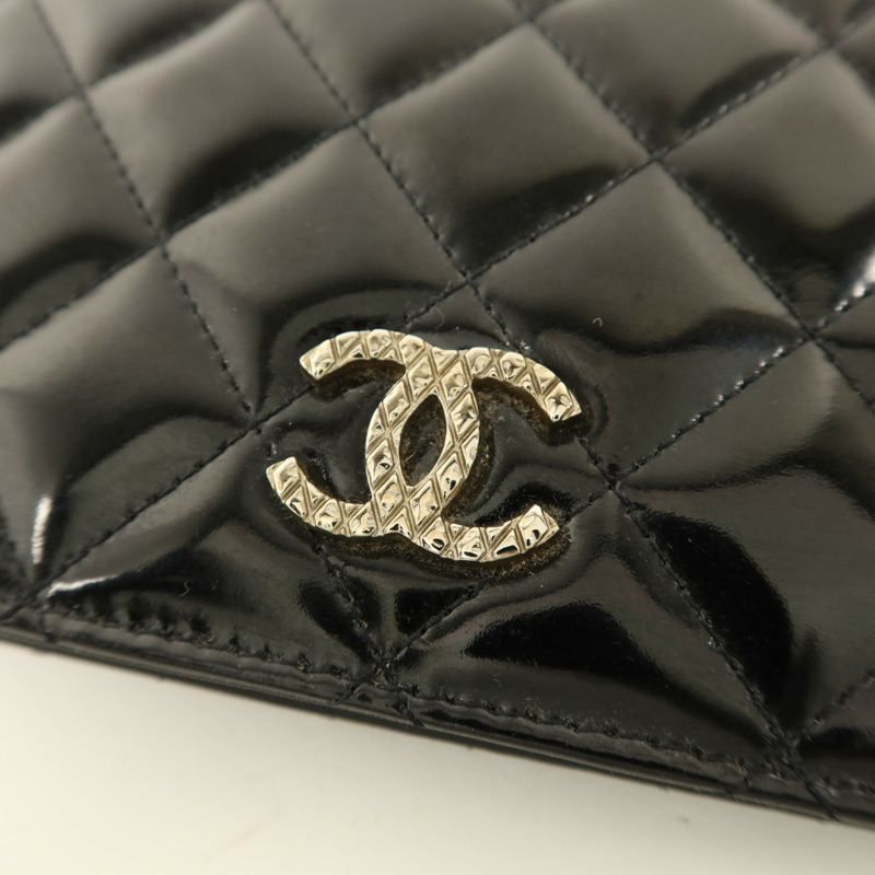CHANEL 漆皮皮革Long Bifold Wallet銀扣長錢包-9