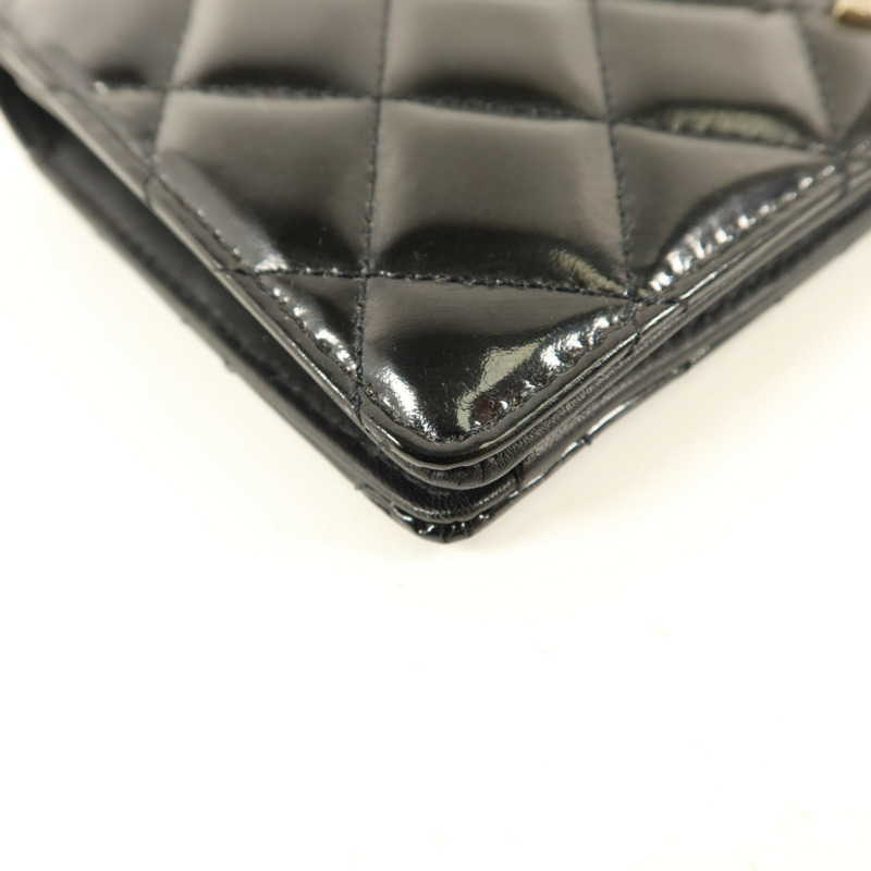 CHANEL 漆皮皮革Long Bifold Wallet銀扣長錢包-11