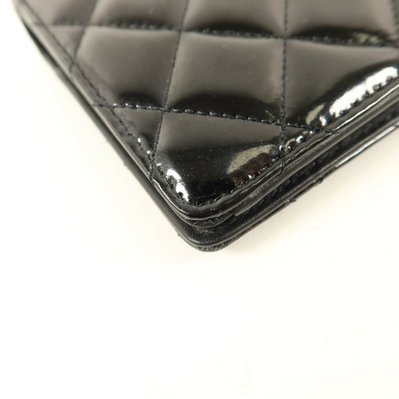 CHANEL 漆皮皮革Long Bifold Wallet銀扣長錢包-13