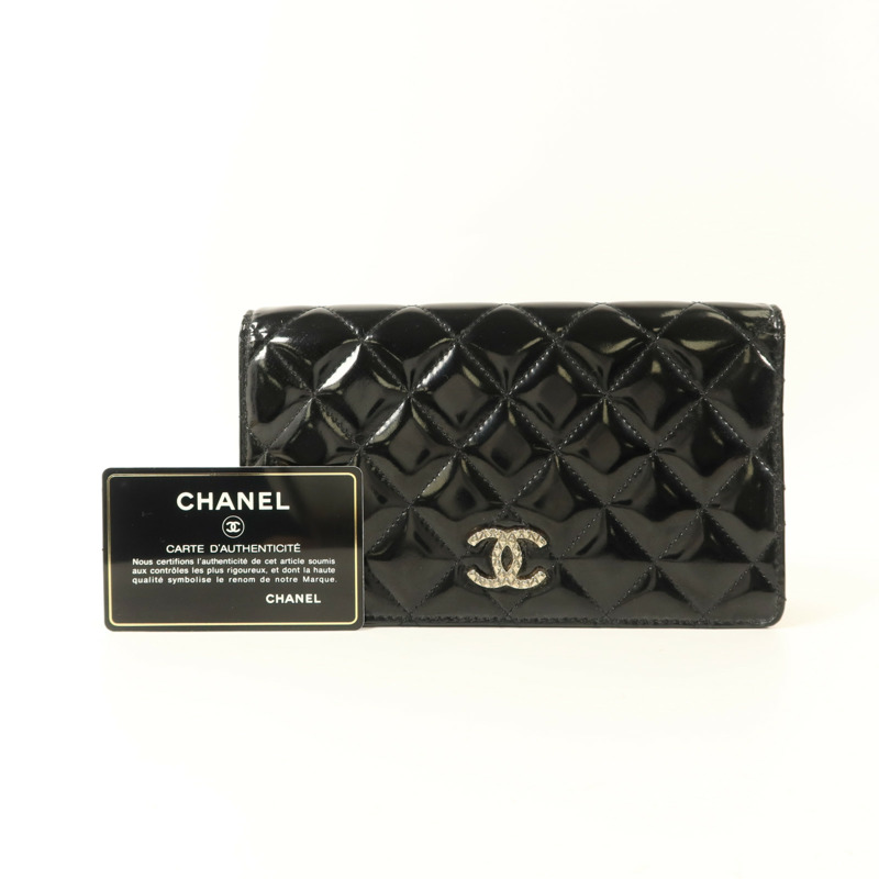 CHANEL 漆皮皮革Long Bifold Wallet銀扣長錢包-17