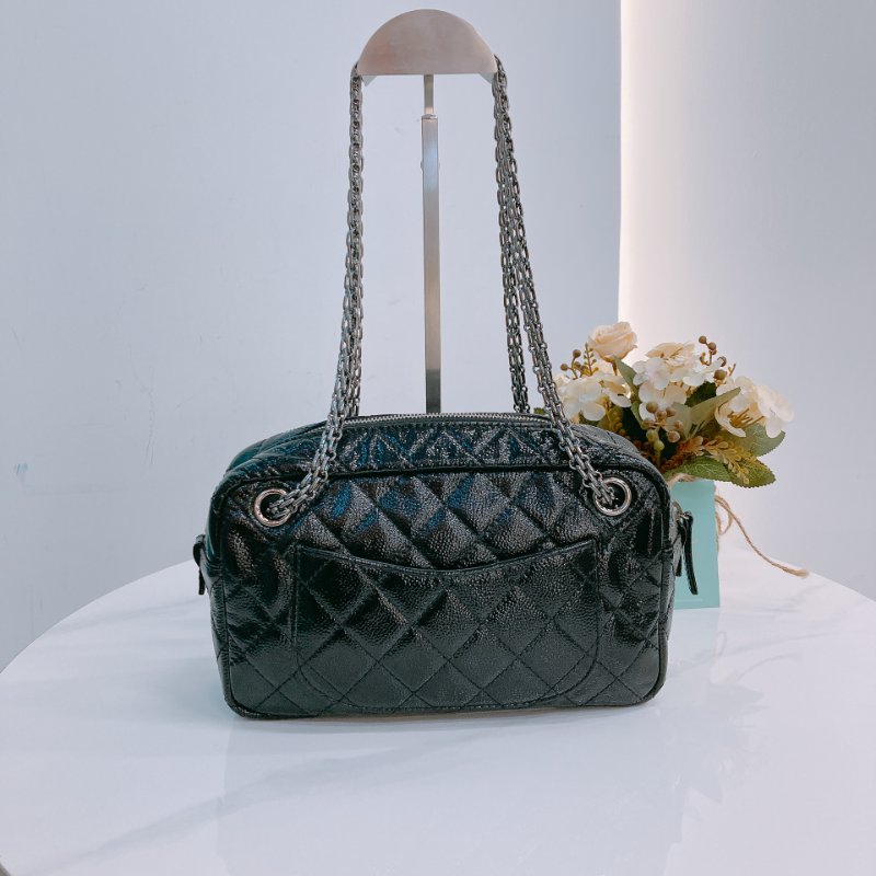 MS0593 Chanel 香奈兒 2.55 經典 相機包 單肩 漆皮 牛皮 黑色 啞銀色五金 Reissue Camera Bag Patent Calfskin Black x PHW-1