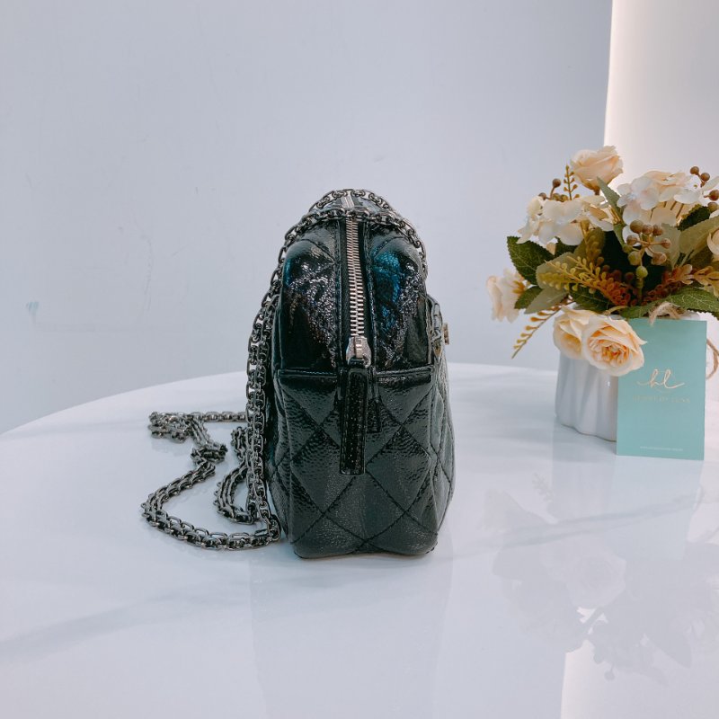 MS0593 Chanel 香奈兒 2.55 經典 相機包 單肩 漆皮 牛皮 黑色 啞銀色五金 Reissue Camera Bag Patent Calfskin Black x PHW-2