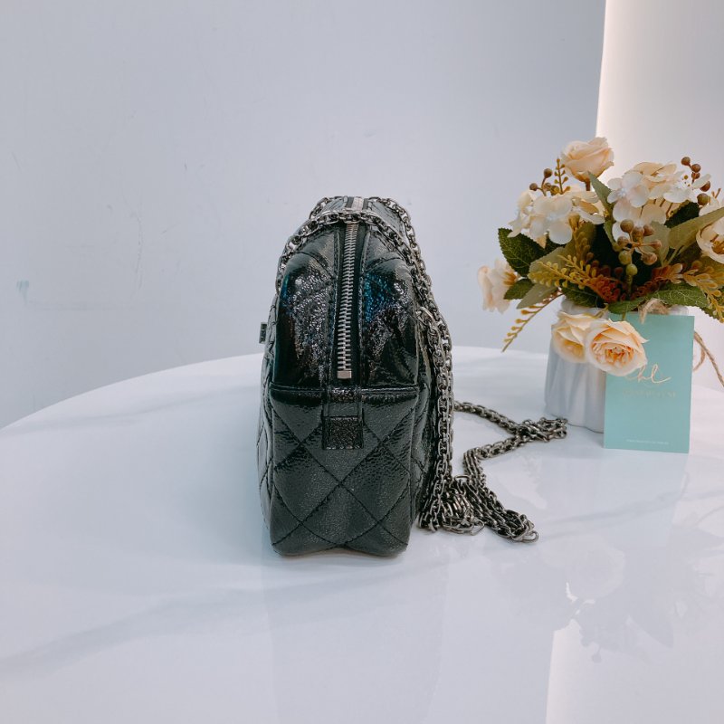 MS0593 Chanel 香奈兒 2.55 經典 相機包 單肩 漆皮 牛皮 黑色 啞銀色五金 Reissue Camera Bag Patent Calfskin Black x PHW-3