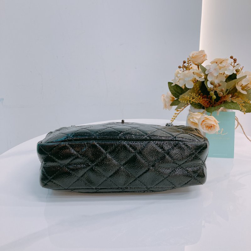 MS0593 Chanel 香奈兒 2.55 經典 相機包 單肩 漆皮 牛皮 黑色 啞銀色五金 Reissue Camera Bag Patent Calfskin Black x PHW-4