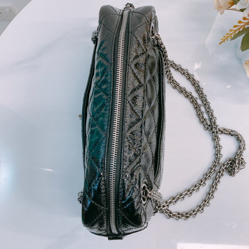 MS0593 Chanel 香奈兒 2.55 經典 相機包 單肩 漆皮 牛皮 黑色 啞銀色五金 Reissue Camera Bag Patent Calfskin Black x PHW-7