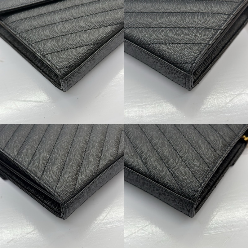 YSL 聖羅蘭 黑色CASSANDRA經典粒面皮革鏈條斜背包 377828-3