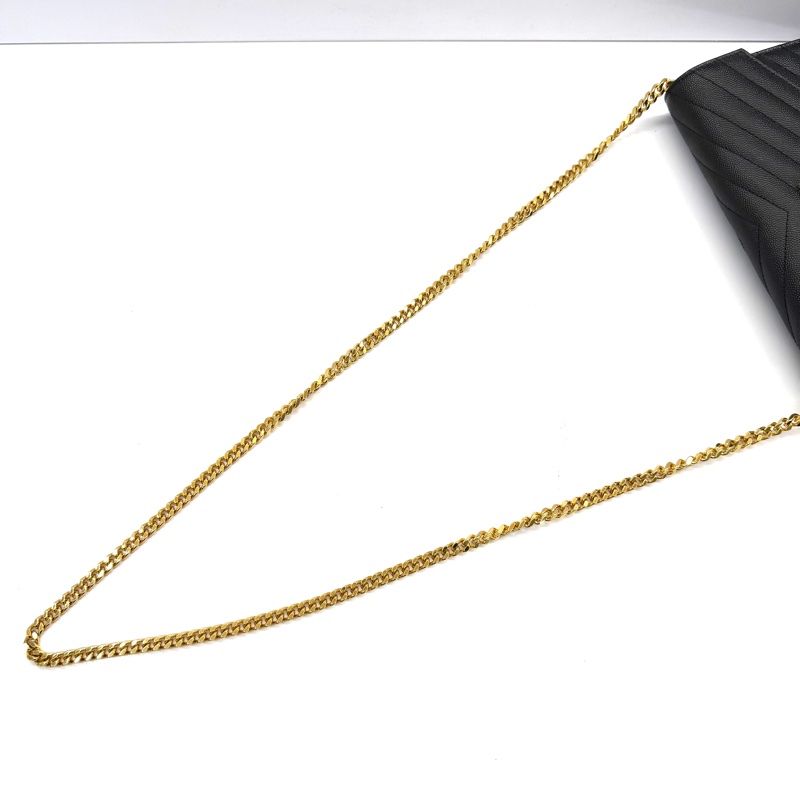 YSL 聖羅蘭 黑色CASSANDRA經典粒面皮革鏈條斜背包 377828-5